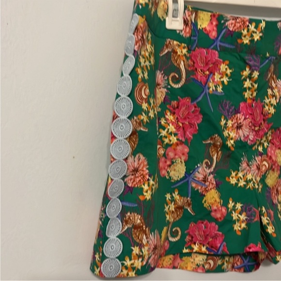 NWT Women's Hale Bob Momoko Shorts Green Floral High Waisted Shorts Size XL - Picture 4 of 7